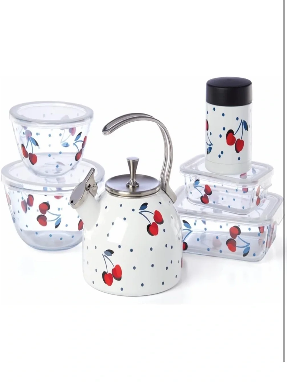 Kate Spade Vintage Cherry Dot Rectangular Food Storage Set, NWT 🍒